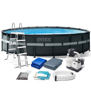 Каркасный бассейн Intex 26330, 549 x 132 см, набор 11в1 с песочным фильтром