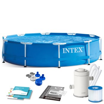 Каркасный бассейн INTEX 28202 305 x 76 см, комплект 9в1 с насосом