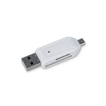 Forever OTG картридер для SD и microSD USB microUSB, белый