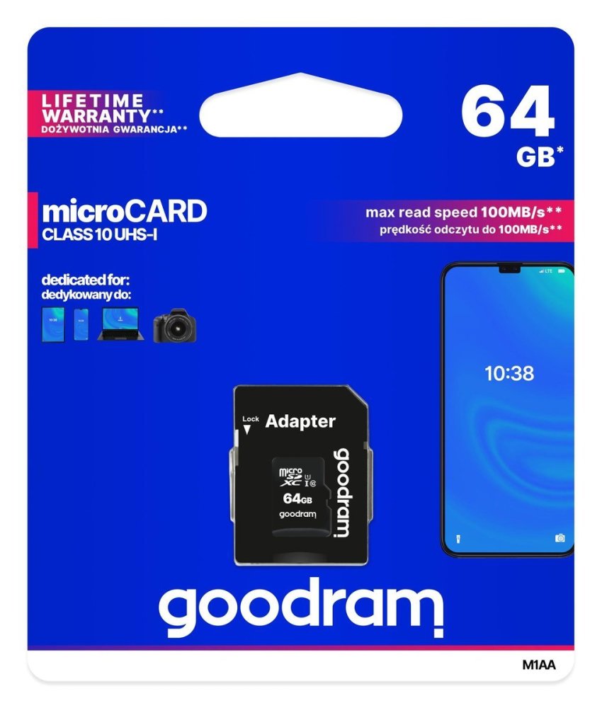 GOODRAM Memory MicroSD Card - 64GB with adapter UHS I CLASS 10 100MB/s | Карта Памяти (0)