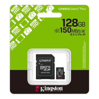 Kingston Canvas Select Plus Gen3 128GB microSD Memory Card (UHS-I 150 MB/s read) + Adapter | Карта Памяти