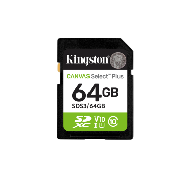 Карта памяти Kingston Canvas Select Plus SDHC 64GB 100MB/s, черная