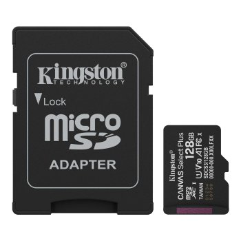 Карта памяти microSD 128GB Kingston Canvas Select Plus 150MB/s A1, черный