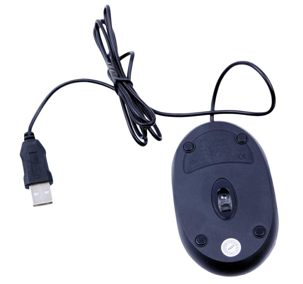 Мини проводная оптическая мышь USB, чёрная (2)