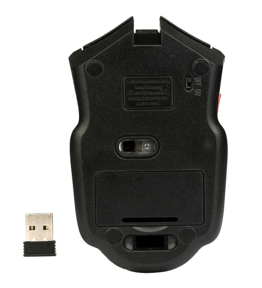 Беспроводная игровая мышь 1600 DPI 2.4 ГГц USB приёмник, чёрно-золотая (3)