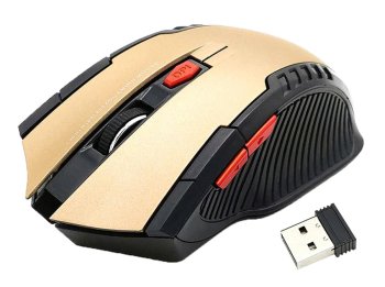 Беспроводная игровая мышь 1600 DPI 2.4 ГГц USB приёмник, чёрно-золотая