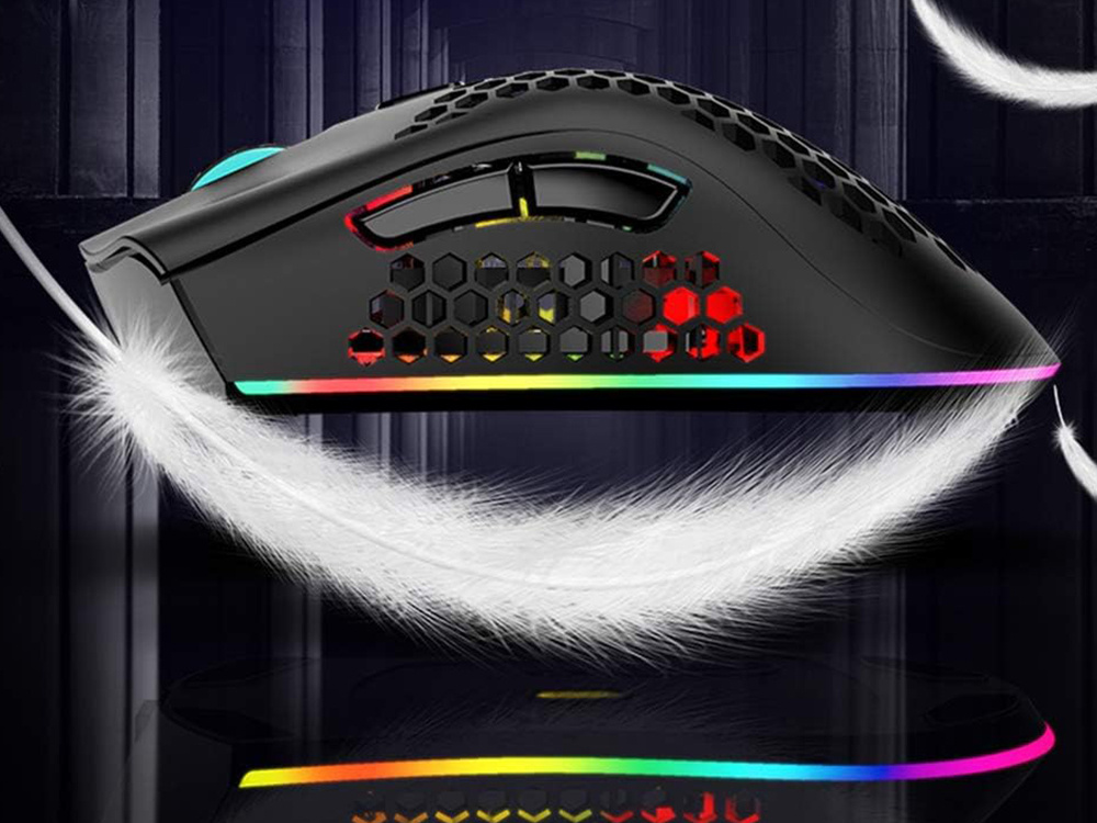 Легкая беспроводная игровая мышь 2.4 ГГц с RGB подсветкой, черная (1)