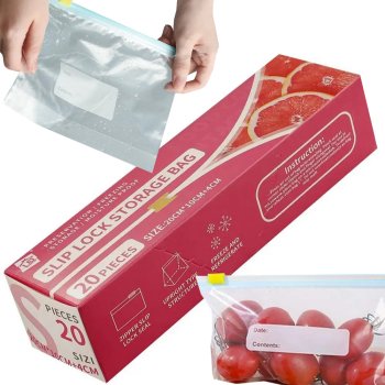 Многоразовые пластиковые zip пакеты для продуктов, 600 мл, 20 шт.