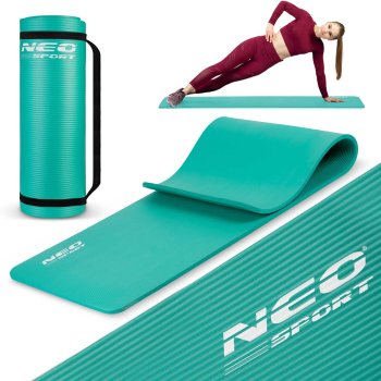 Толстый коврик для фитнеса Neo-Sport 192301, 183x60 см, бирюзовый