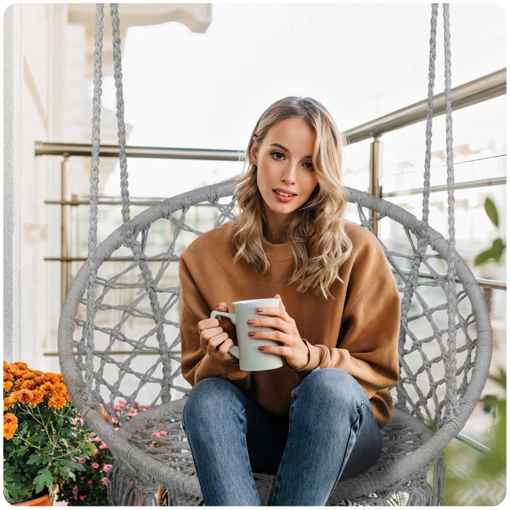 Подвесное кресло-гамак Sofotel BOHO для дачи и сада, серый (1)