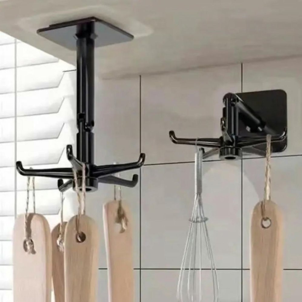Поворотная Кухонная Вешалка с 6 Крючками, Чёрная | Kitchen Swivel Hanger (0)