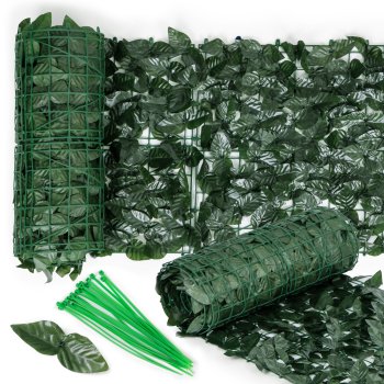 Искусственная изгородь для балкона 500x50 см, темно-зеленая