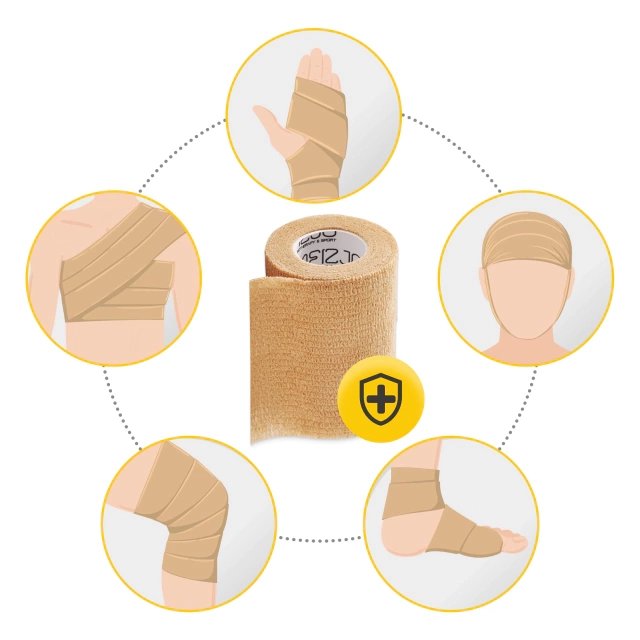 Когезивный самофиксирующийся бинт 4FIZJO 4,5 м × 10 см, бежевый (1)