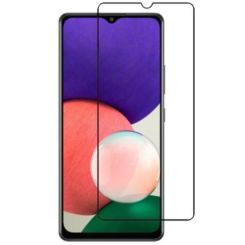 5D Защитное Стекло для Samsung Galaxy A22 5G (SM-A226B), Черное Закруглённое (Tempered Glass)