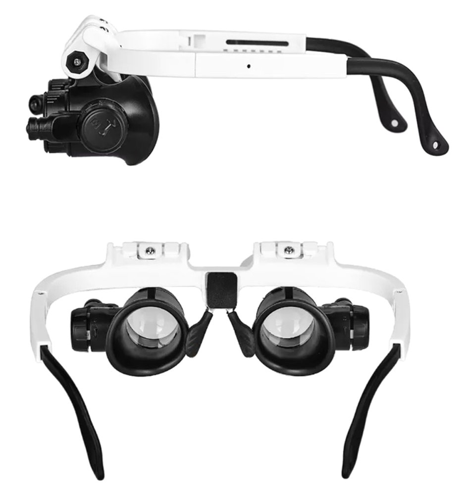 Бинокулярные очки-лупа с LED подсветкой 8x 23x, черно-белые (2)