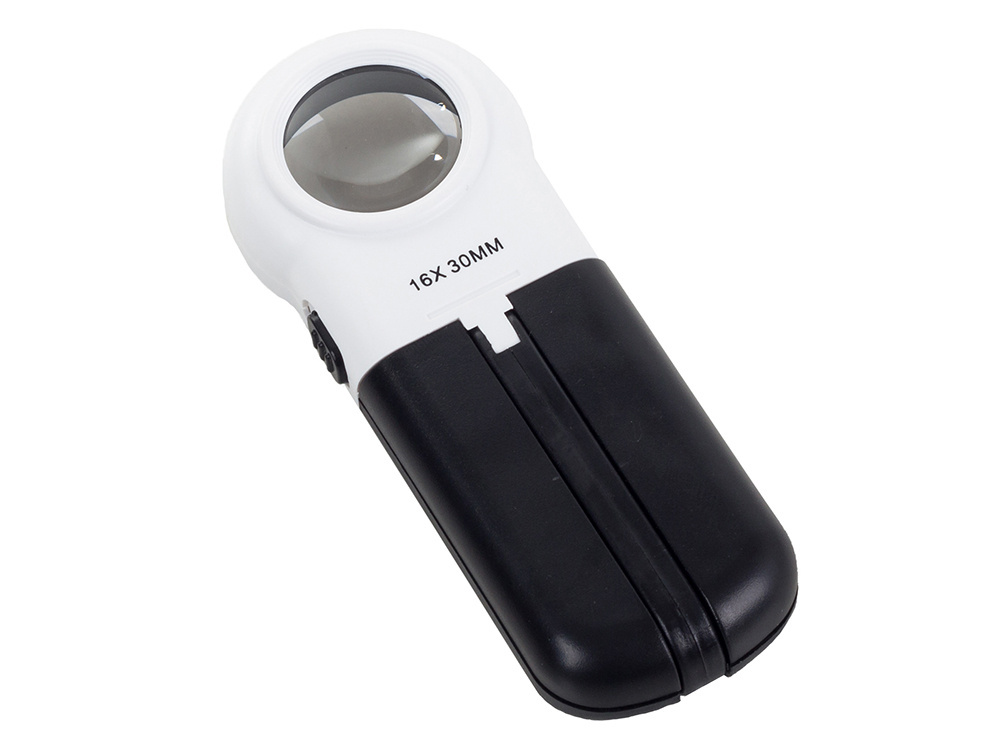 Ручная лупа с LED подсветкой 16x увеличительное стекло (2)