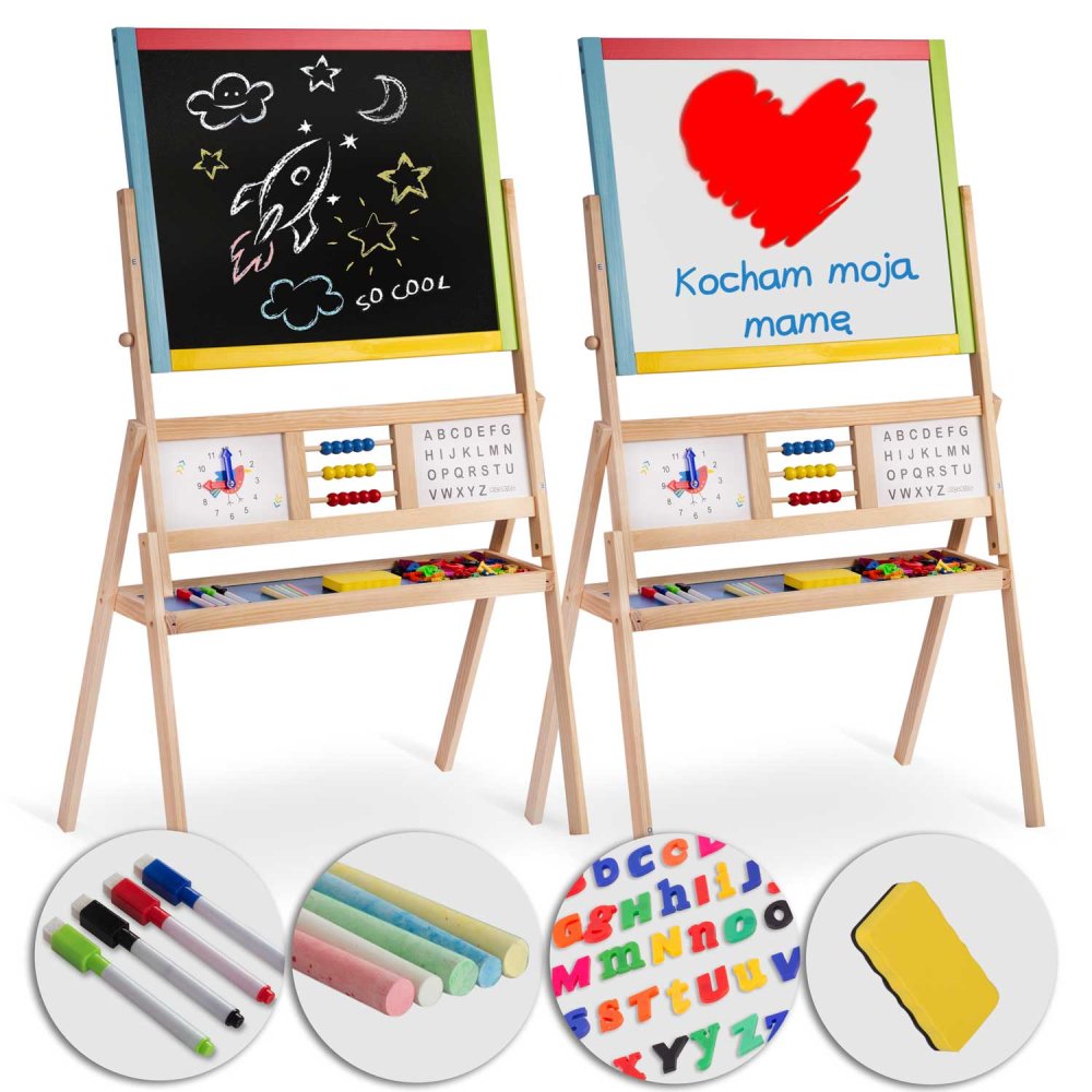 Детский двусторонний мольберт Ricokids с часами и счетами,... (3)