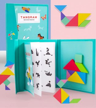 Магнитная книга-головоломка 3D блоки Tangram