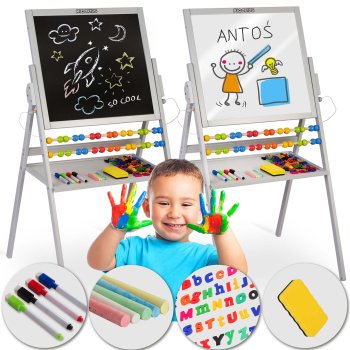Детский двусторонний мольберт Ricokids, магнитно-меловая доска,...