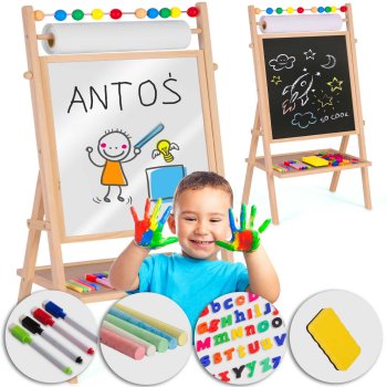 Двусторонний детский мольберт Ricokids для рисования с аксессуарами