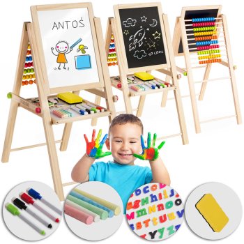 Складной двусторонний мольберт Ricokids магнитно-меловой