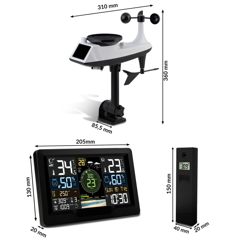 Berdsen Черная метеостанция с датчиком ветра и дождя BD-914 (2)