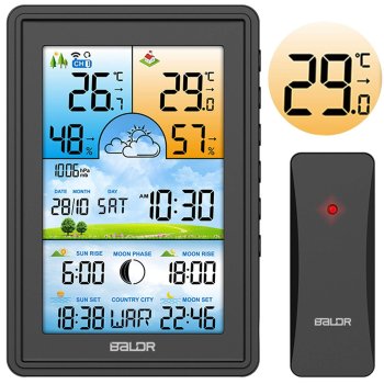 Беспроводная метеостанция BALDR BD-906 с дисплеем, черная