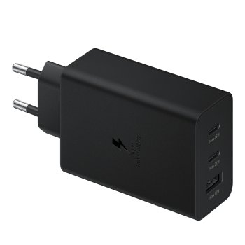 Samsung ( Ep-t6530nbegeu ) 2x USB Type C + USB Portable Wall Charger Adapter 65W, Black | Адаптер Зарядное Устройство для Быстрой Зарядки