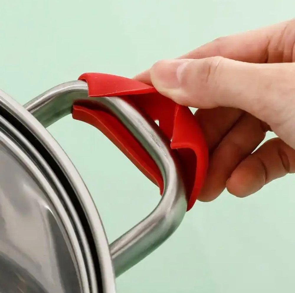 Защитные чехлы на ручки кастрюль, 2 шт., силикон, красные (2)