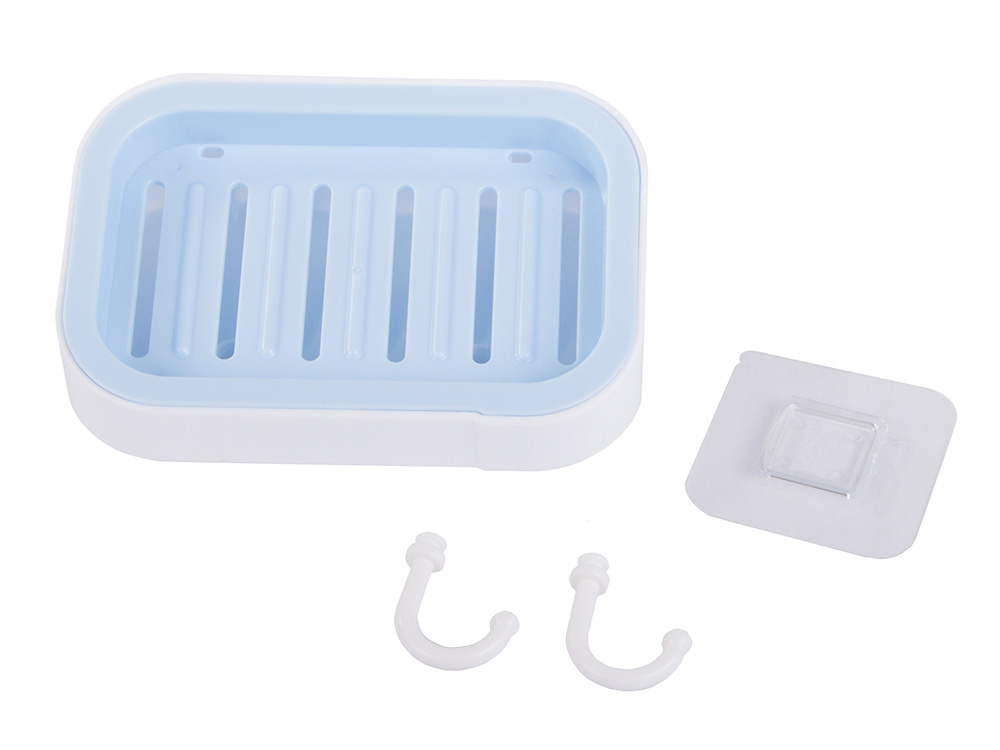 Настенная мыльница с водоотводом и 2 крючками, белая (0)