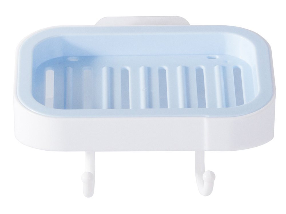 Настенная мыльница с водоотводом и 2 крючками, белая (3)