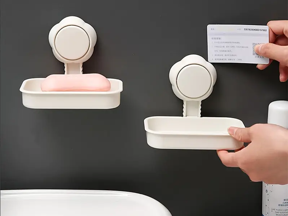 Настенная мыльница на присоске, белая (1)