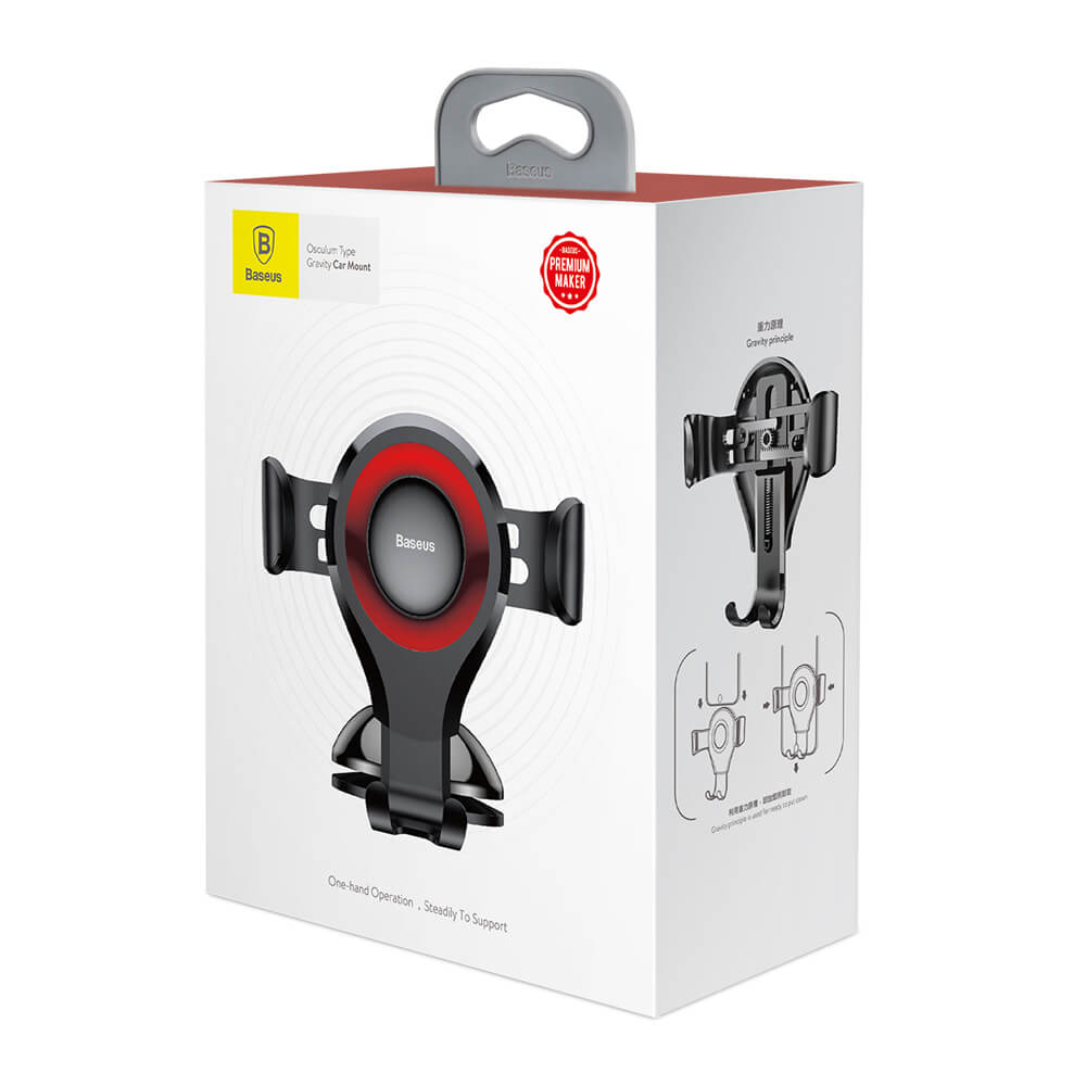 Baseus Osculum Gravity Car Mount Dashboard Windshield Phone Bracket Holder, Red | Держатель для... (2)