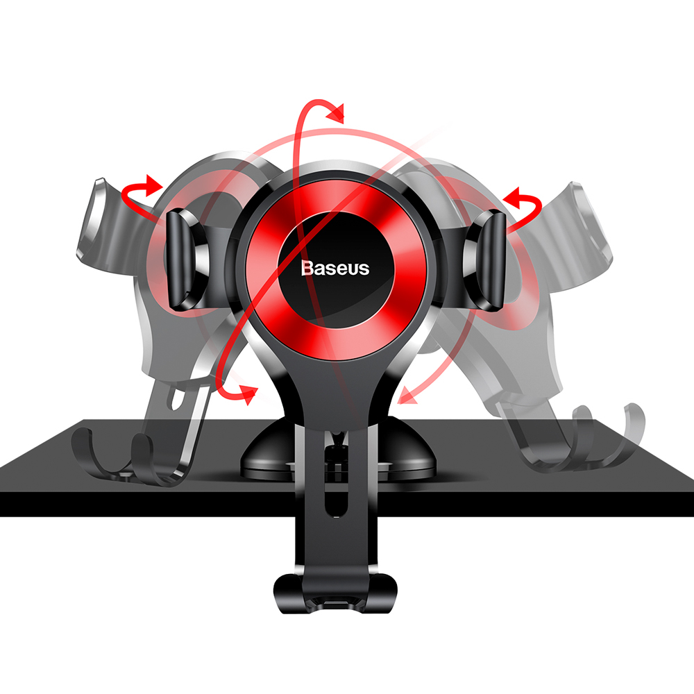 Baseus Osculum Gravity Car Mount Dashboard Windshield Phone Bracket Holder, Red | Держатель для... (4)