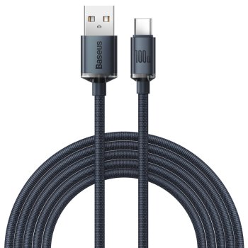 Baseus Crystal Shine USB Type C Data Charging Cable 100W, 2m, Black | Провод для Зарядки Передачи Данных