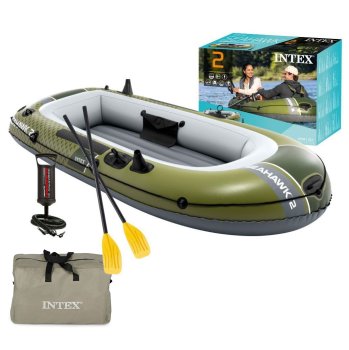 Двухместная надувная лодка Intex Seahawk 2 с веслами и насосом 66332
