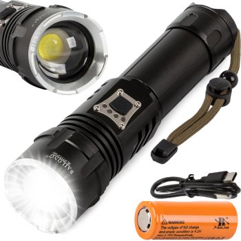 Тактический военный фонарь Bailong LED CREE XHP160 с зумом и Power Bank