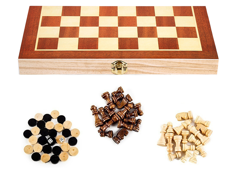 Набор для игры в шахматы, шашки и нарды, 3в1 | Chess Checkers and Backgammon Game Set (6)