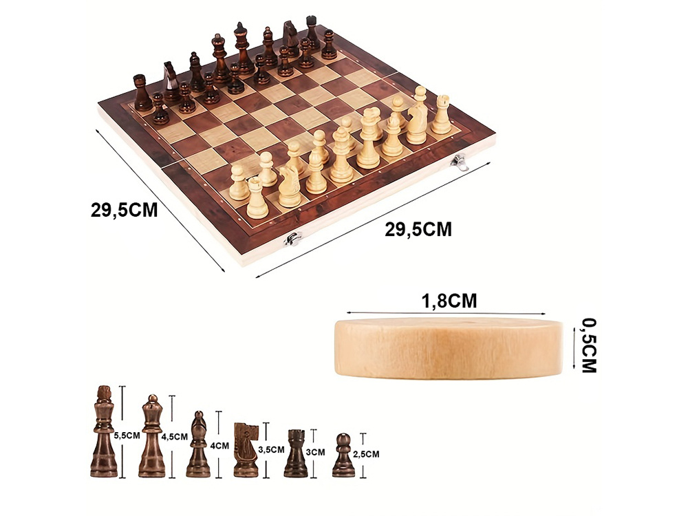Набор для игры в шахматы, шашки и нарды, 3в1 | Chess Checkers and Backgammon Game Set (11)