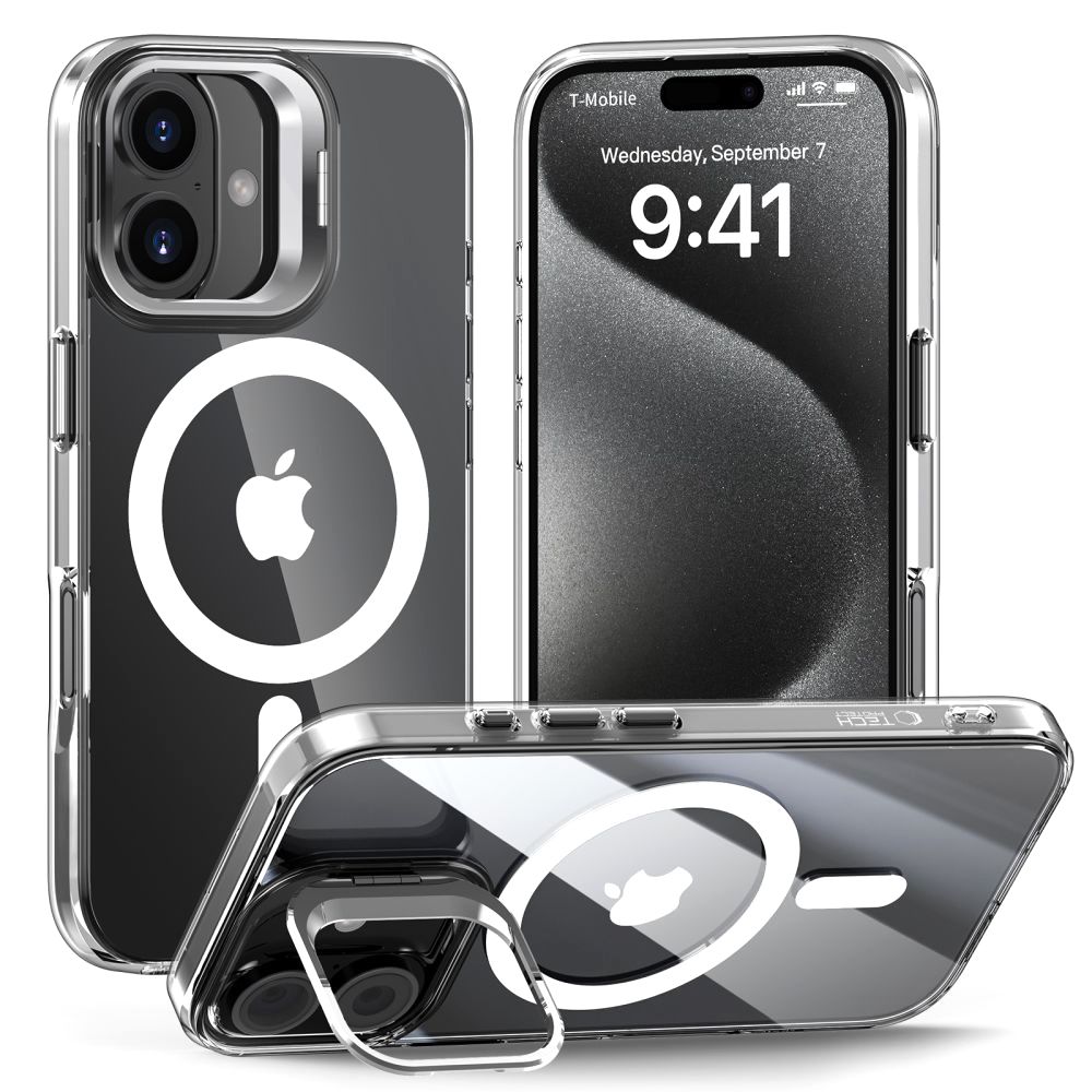 Apple iPhone 16 6.1'' Tech-Protect MagStand MagSafe Case Cover, Clear | Чехол Обложка Бампер Кабура Кейс