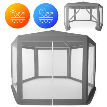Садовый павильон шатер MultiGarden 2x2x2 м с москитной сеткой, серый