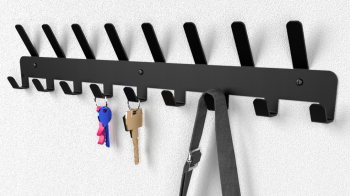Металлическая Настенная Вешалка для Одежды 17 Крючков, Черная | Metal Wall Clothes Hanger Hooks