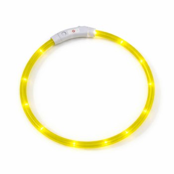 Светящийся LED ошейник для собак, регулируемый, желтый