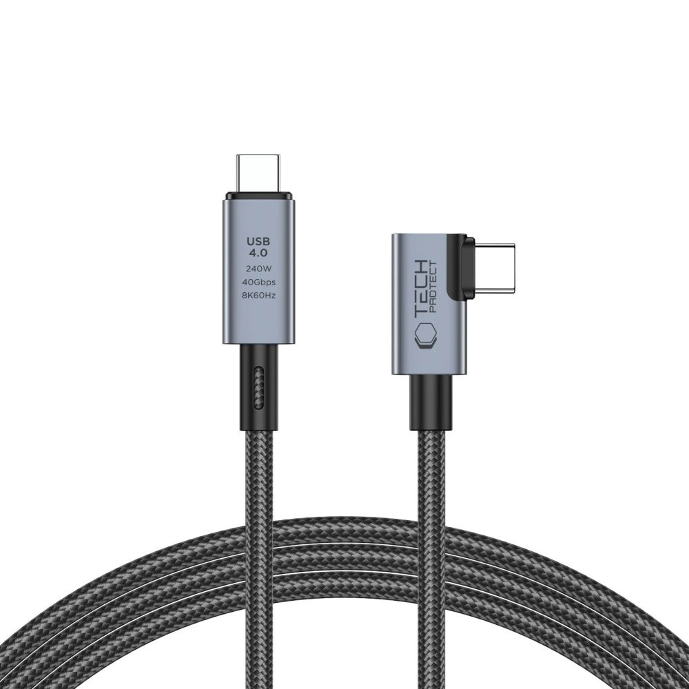 Tech-Protect UltraBoost Max L USB-C 4.0 (прямой) / (угловой) PD кабель 240W 8K 40Gbps 1.5m - серый