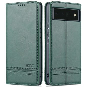 Google Pixel 6 Pro AZNS Leather Stand Case Cover with Card Slots, Green | Чехол для Телефона...
