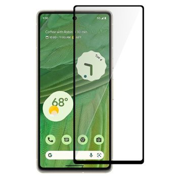 5D Защитное Стекло для Google Pixel 7a, Черное Закруглённое (Tempered Glass)