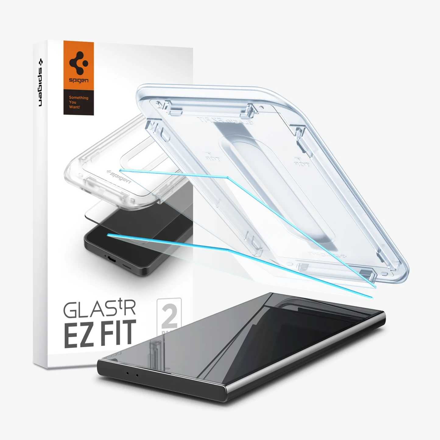 Samsung Galaxy S24 Ultra (SM-S928) Spigen "EZ FIT" Tempered Glass Screen Protector 2 pcs. | Защитное Стекло для Экрана Телефона с Дополнительной Рамкой 2 щт.