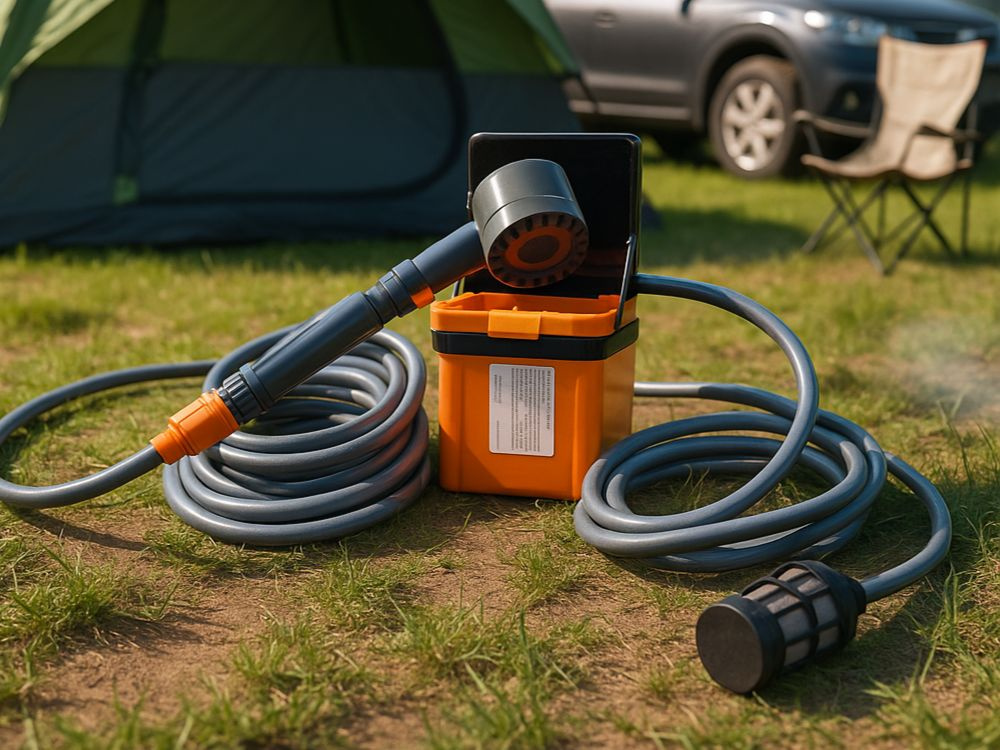 Портативный туристический душ с насосом от USB для кемпинга и... (0)