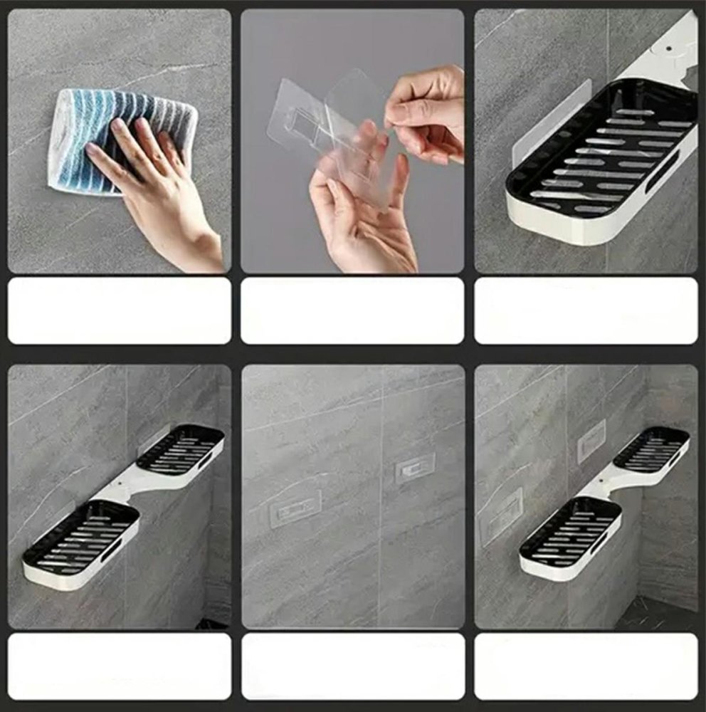 Полка для ванной комнаты и кухни, Чёрный | Bathroom Shelf For Shower (0)