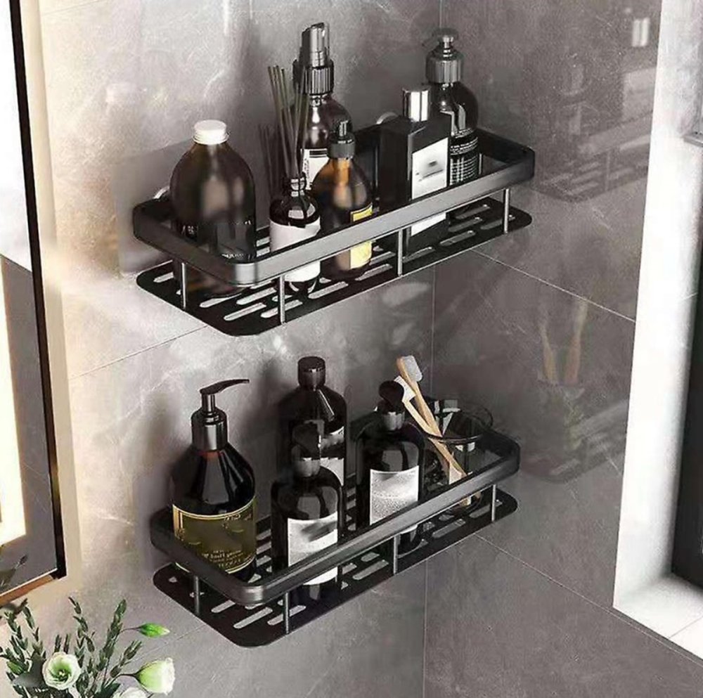 Полка для ванной комнаты и кухни 2 шт, Чёрный | Bathroom Shelf For Shower (2)